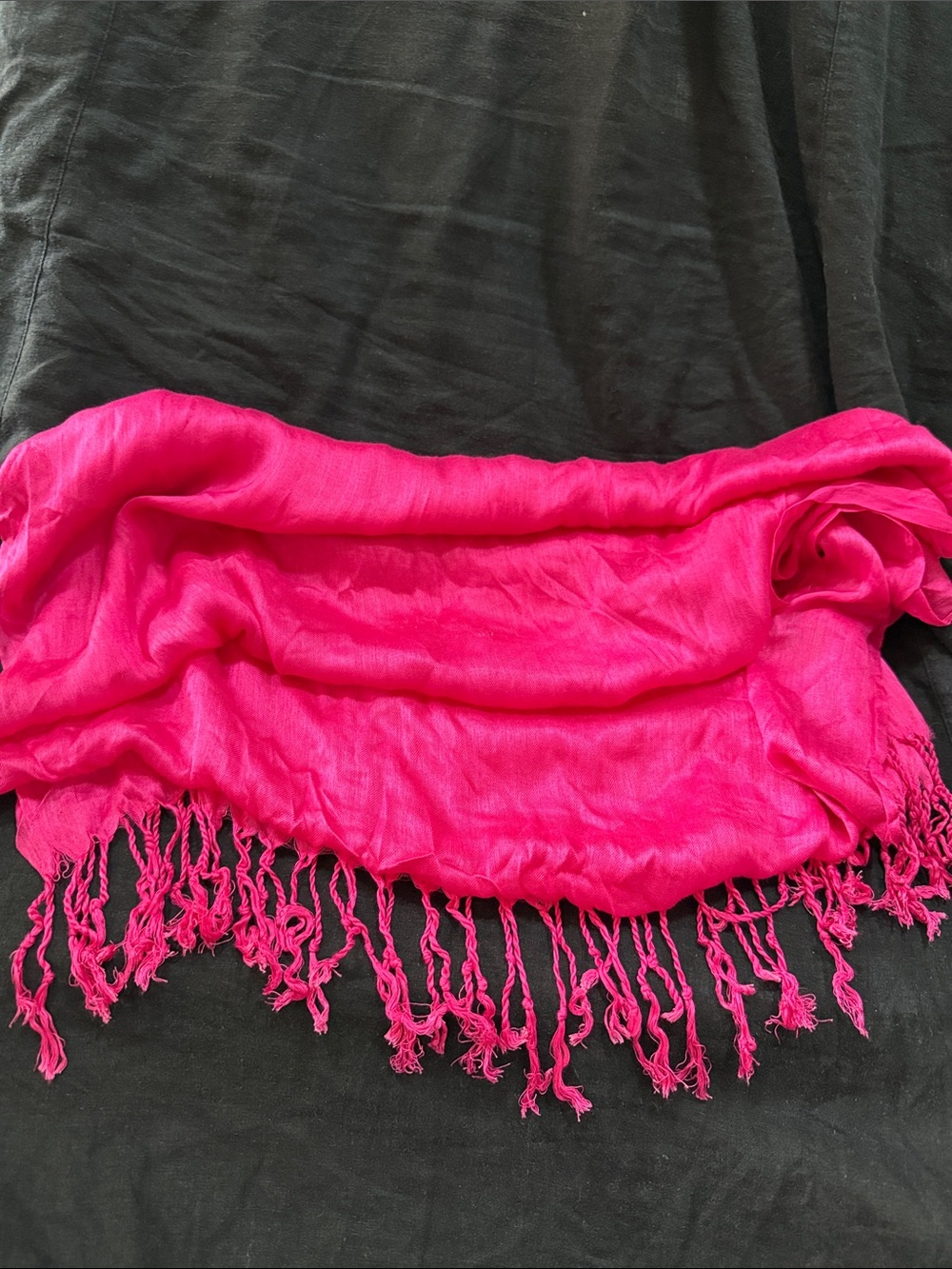 SAX Bright Hot Pink Fringe Wrap Scarf - Women’s Lightweight Shawl